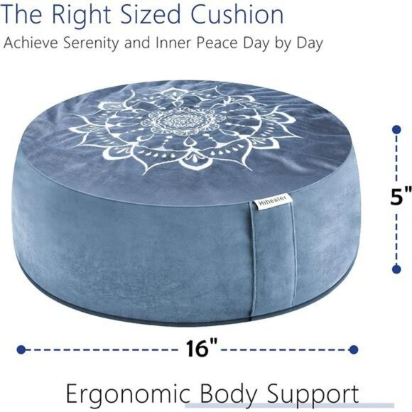 Hihealer Meditation Floor Pillow Velvet Zafu Yoga Cushion Buckwheat Support - Picture 2 of 7
